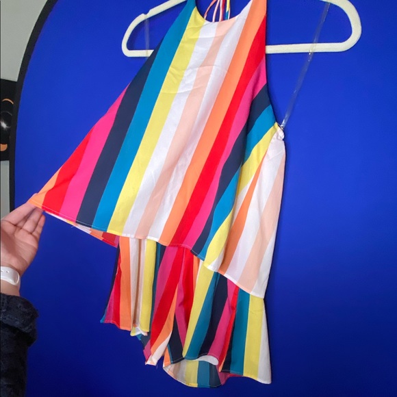 Rainbow Shorts Halter Romper NWOT - Picture 2 of 11
